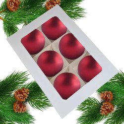Bombki choinkowe szklane 80mm bordowe matowe, bombki bordowe 8cm, opakowanie bombek, bombki glamour na choinkę burgund