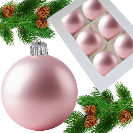 Bombki choinkowe szklane 80mm róż matowe, bombki jasno różowe 8cm, opakowanie bombek, bombki glamour