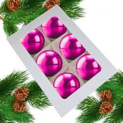 Bombki choinkowe szklane 80mm różowe perłowe, bombki ciemno różowe perłowe 8cm, opakowanie bombek, bombki glamour, ciemny róż