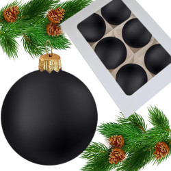 Bombki choinkowe szklane 10cm czarne wapno - 6szt/op.