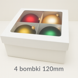Opakowanie na bombki 12cm, zbiorcze opakowania na bombki, pudełko na bombki z kartonu białego, z okienkiem, gruby karton