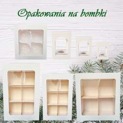 Opakowanie na bombki 8cm, zbiorcze opakowania na bombki, pudełko na bombki z kartonu białego, z okienkiem, gruby karton
